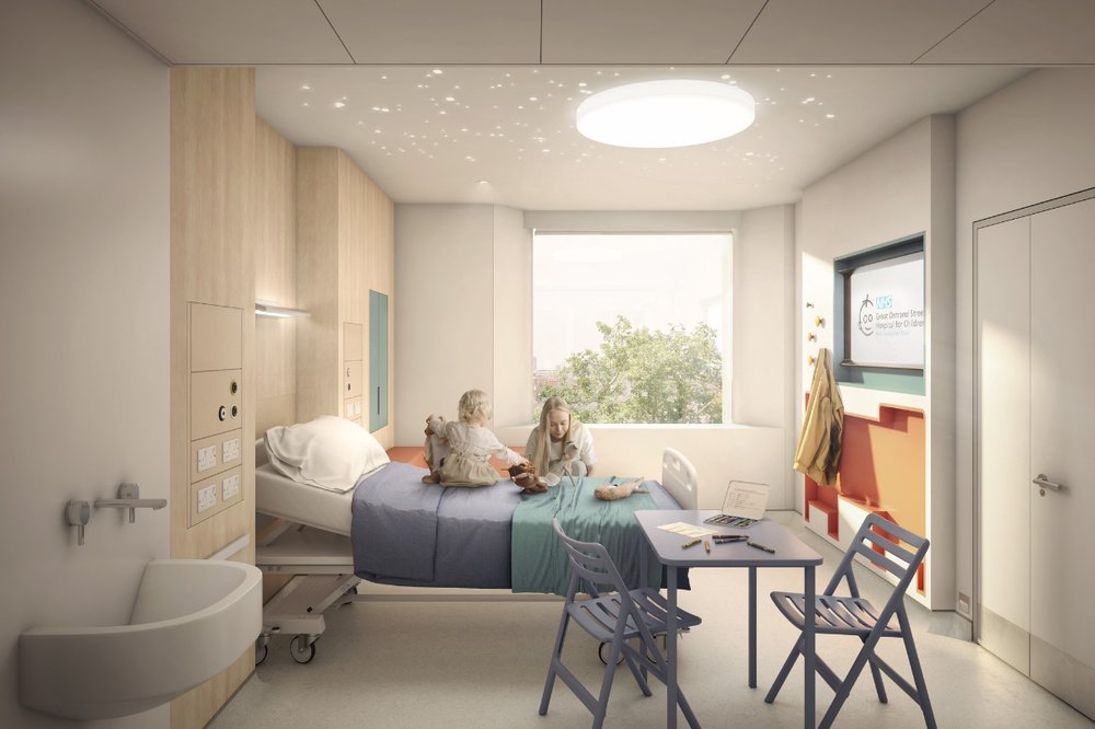 architect mock-up of how patient room will look at new Children's Cancer Centre