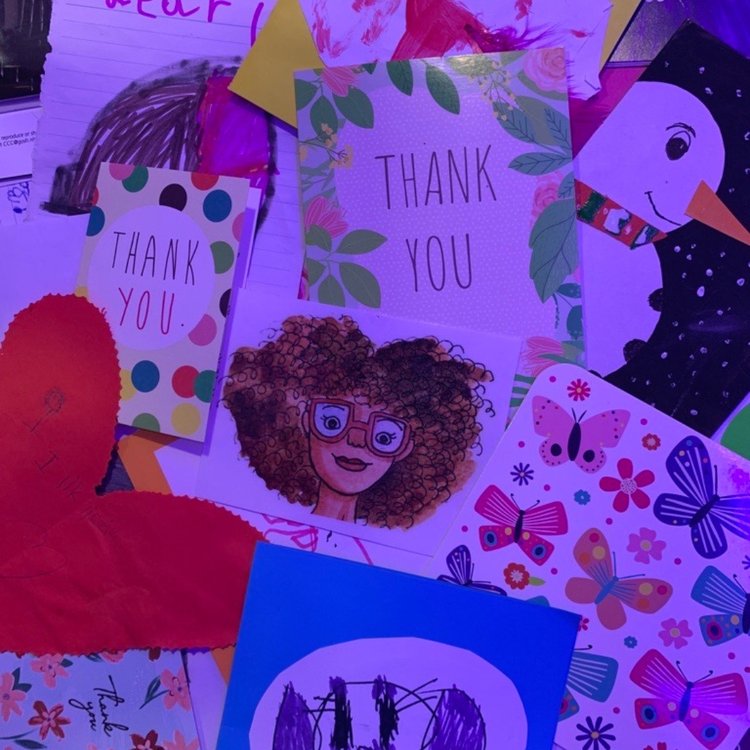 Thank you cards and drawings from patients