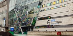 Morgan Stanley Clinical Building at GOSH, with entrance covered in artwork