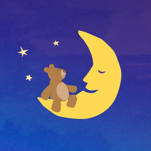 illustration of a bear alongside a moon
