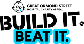 Build it. Beat it. Logo with Blue background
