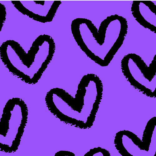 hearts doodle on purple background
