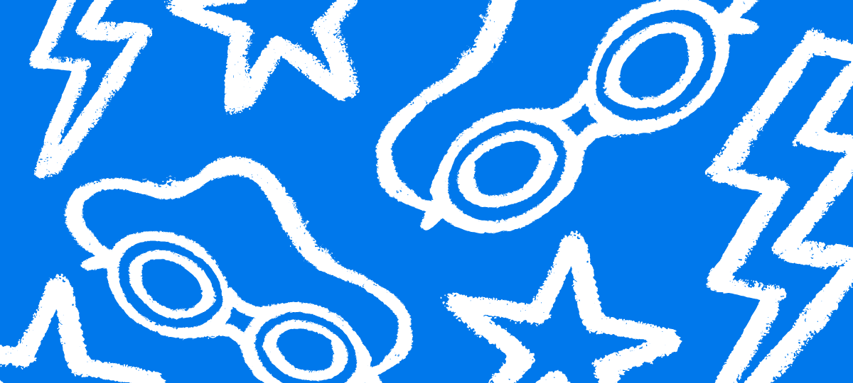 Light blue background with white doodles of snowflakes sprinkled across the page