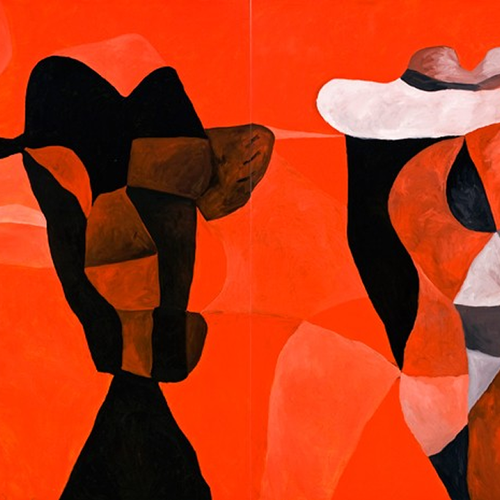 Artwork called Figures in Red 2 by the artist Antonio Malta Campos.